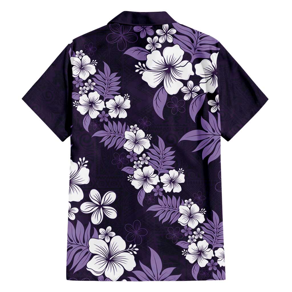 Hawaiian Hibiscus Tribal Floral Purple Family Matching Puletasi and Hawaiian Shirt Polynesian Tapa Pattern LT01 - Polynesian Pride