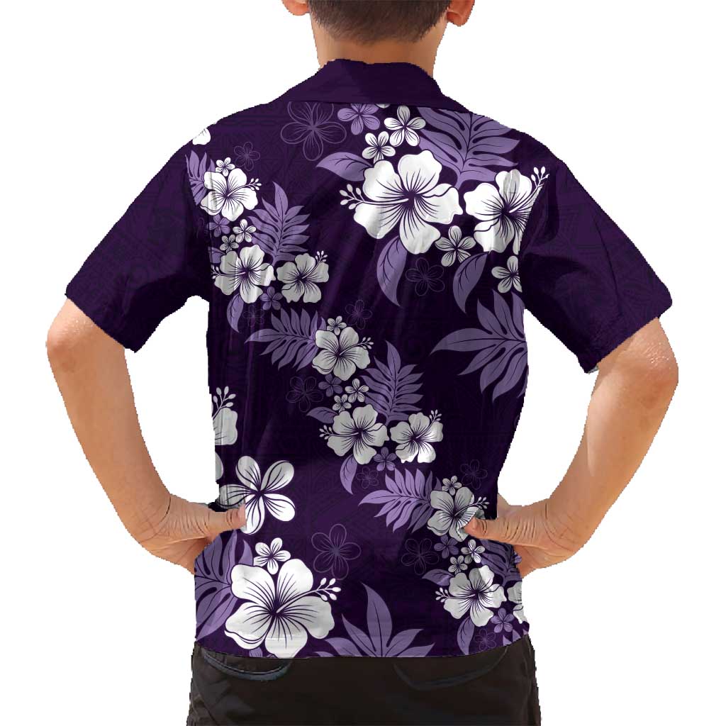 Hawaiian Hibiscus Tribal Floral Purple Family Matching Summer Maxi Dress and Hawaiian Shirt Polynesian Tapa Pattern LT01 - Polynesian Pride