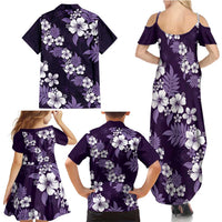 Hawaiian Hibiscus Tribal Floral Purple Family Matching Summer Maxi Dress and Hawaiian Shirt Polynesian Tapa Pattern LT01 - Polynesian Pride
