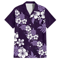 Hawaiian Hibiscus Tribal Floral Purple Family Matching Summer Maxi Dress and Hawaiian Shirt Polynesian Tapa Pattern LT01 Dad's Shirt - Short Sleeve Purple - Polynesian Pride