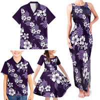 Hawaiian Hibiscus Tribal Floral Purple Family Matching Tank Maxi Dress and Hawaiian Shirt Polynesian Tapa Pattern LT01 - Polynesian Pride