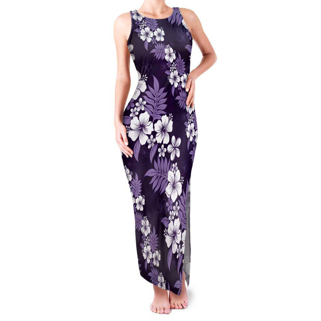 Hawaiian Hibiscus Tribal Floral Purple Family Matching Tank Maxi Dress and Hawaiian Shirt Polynesian Tapa Pattern LT01 Mom's Dress Purple - Polynesian Pride