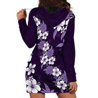 Hawaiian Hibiscus Tribal Floral Purple Hoodie Dress Polynesian Tapa Pattern LT01 - Polynesian Pride