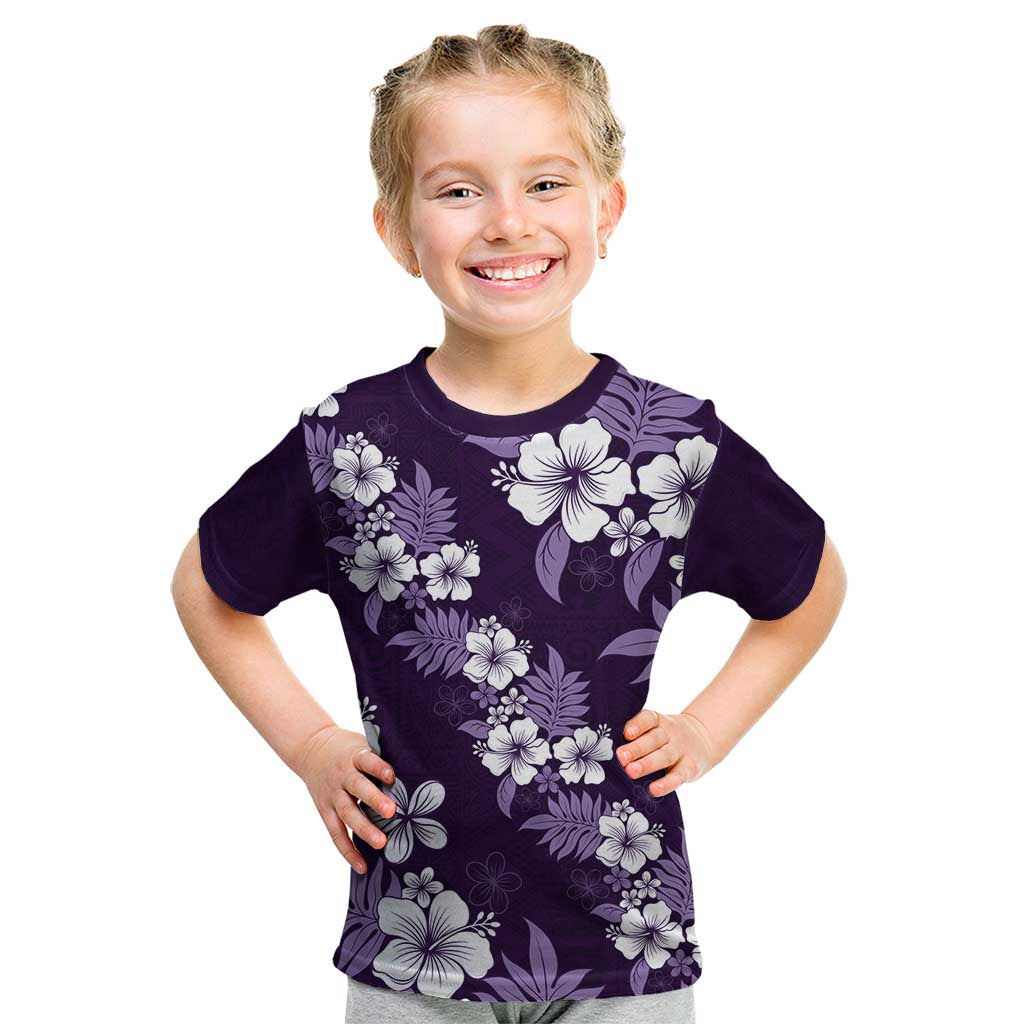 Hawaiian Hibiscus Tribal Floral Purple Kid T Shirt Polynesian Tapa Pattern LT01 Purple - Polynesian Pride