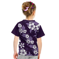 Hawaiian Hibiscus Tribal Floral Purple Kid T Shirt Polynesian Tapa Pattern LT01 - Polynesian Pride