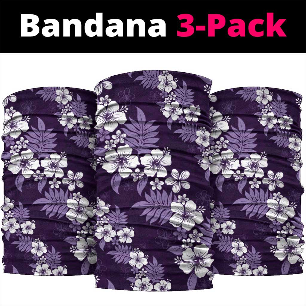 Hawaiian Hibiscus Tribal Floral Purple Neck Gaiter Polynesian Tapa Pattern - Polynesian Pride