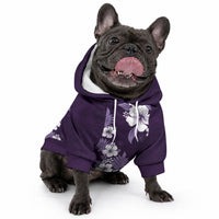 Hawaiian Hibiscus Tribal Floral Purple Pet Hoodie Polynesian Tapa Pattern