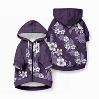 Hawaiian Hibiscus Tribal Floral Purple Pet Hoodie Polynesian Tapa Pattern