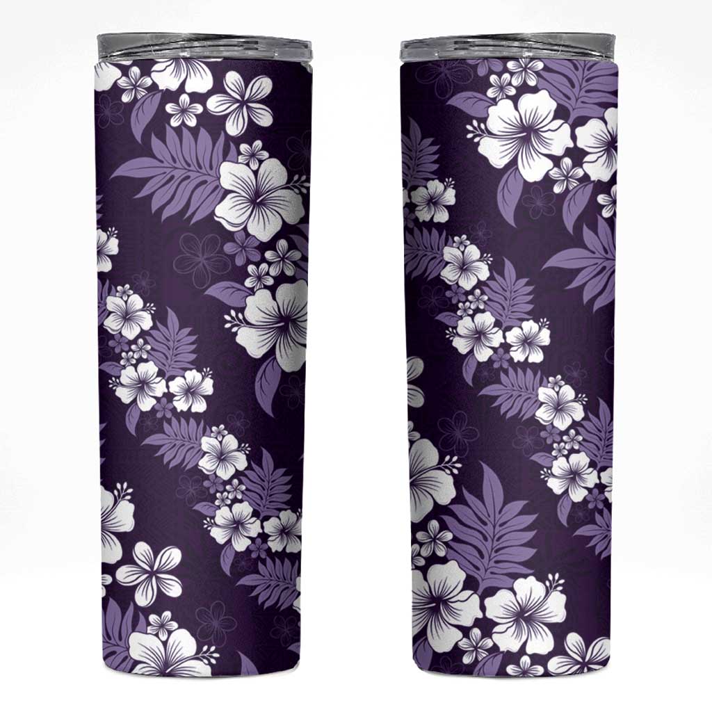 Hawaiian Hibiscus Tribal Floral Purple Skinny Tumbler Polynesian Tapa Pattern LT01 Purple - Polynesian Pride