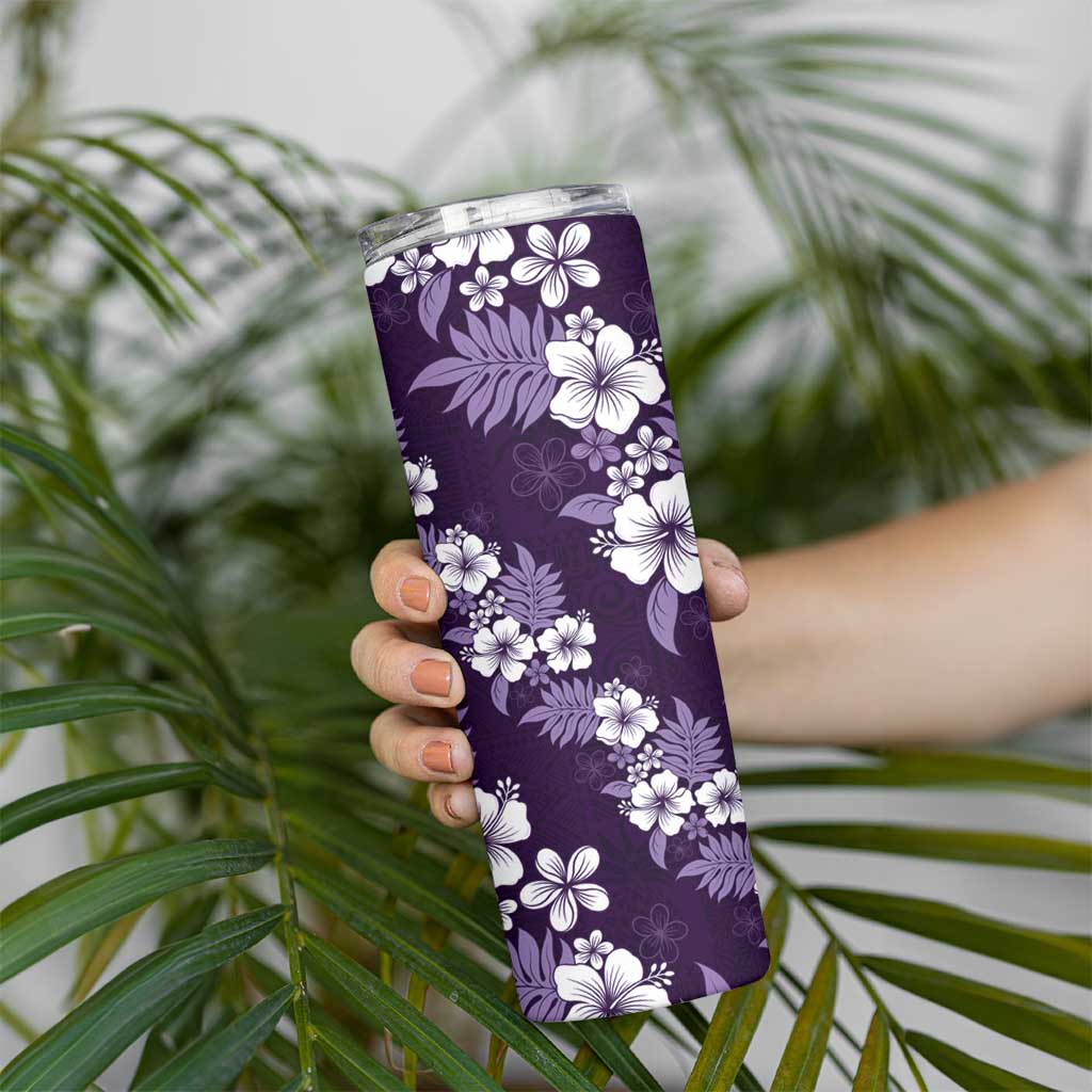 Hawaiian Hibiscus Tribal Floral Purple Skinny Tumbler Polynesian Tapa Pattern LT01 - Polynesian Pride