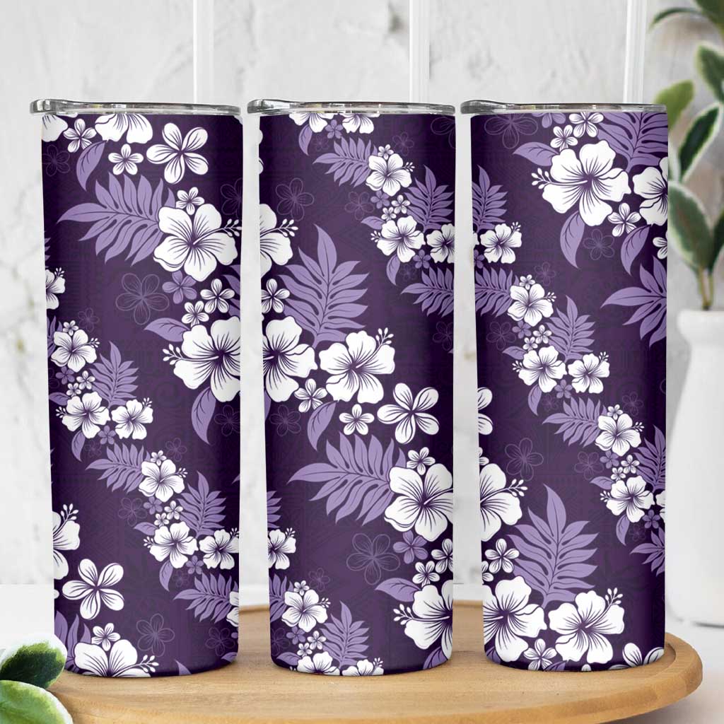 Hawaiian Hibiscus Tribal Floral Purple Skinny Tumbler Polynesian Tapa Pattern LT01 - Polynesian Pride