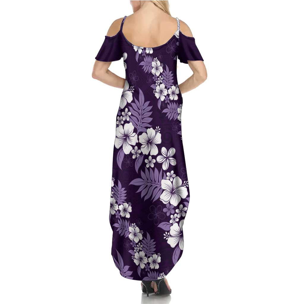 Hawaiian Hibiscus Tribal Floral Purple Summer Maxi Dress Polynesian Tapa Pattern LT01 - Polynesian Pride