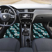 Hawaiian Hibiscus Tribal Floral Teal Car Mats Polynesian Tapa Pattern - Polynesian Pride