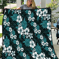 Hawaiian Hibiscus Tribal Floral Teal Quilt Polynesian Tapa Pattern LT01 Teal - Polynesian Pride