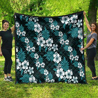 Hawaiian Hibiscus Tribal Floral Teal Quilt Polynesian Tapa Pattern LT01 - Polynesian Pride