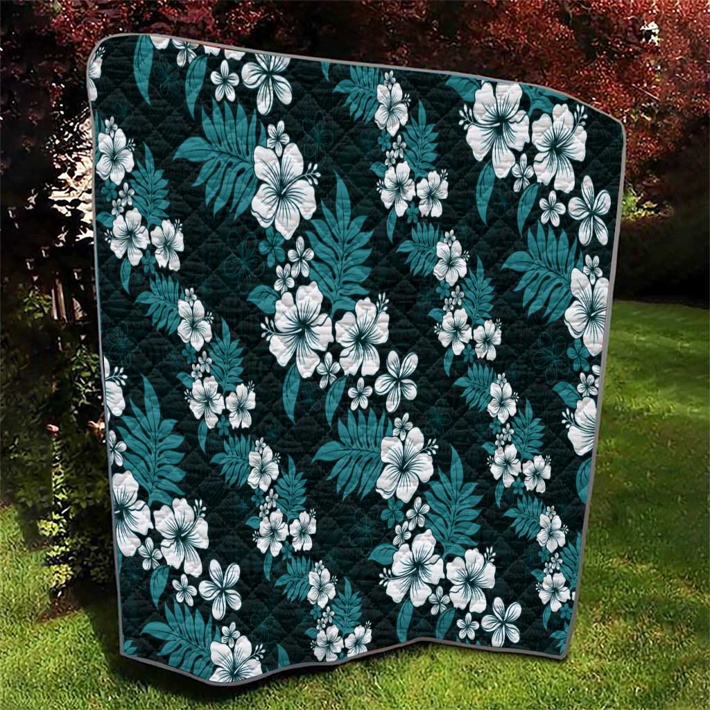 Hawaiian Hibiscus Tribal Floral Teal Quilt Polynesian Tapa Pattern LT01 - Polynesian Pride
