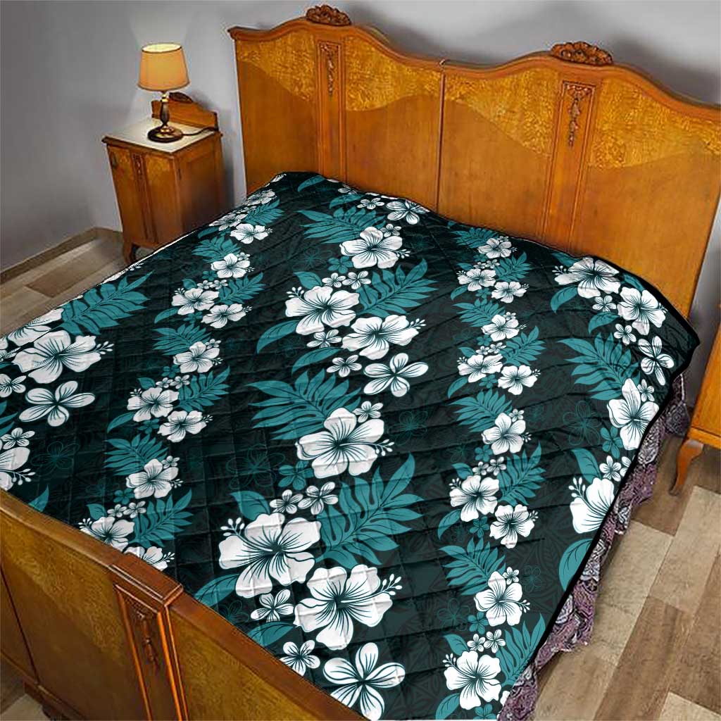 Hawaiian Hibiscus Tribal Floral Teal Quilt Polynesian Tapa Pattern LT01 - Polynesian Pride