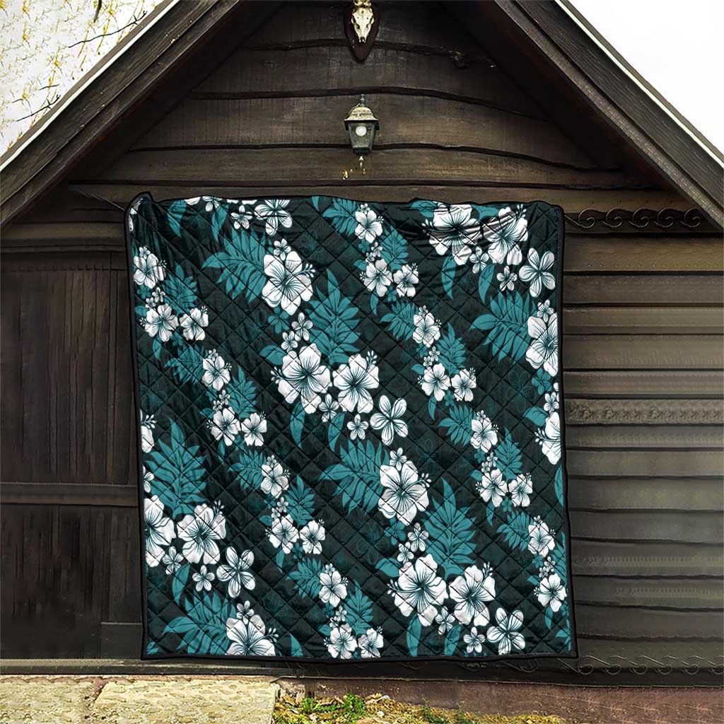 Hawaiian Hibiscus Tribal Floral Teal Quilt Polynesian Tapa Pattern LT01 - Polynesian Pride