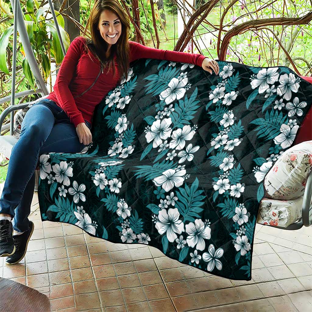 Hawaiian Hibiscus Tribal Floral Teal Quilt Polynesian Tapa Pattern LT01 - Polynesian Pride