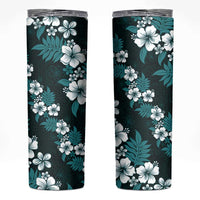 Hawaiian Hibiscus Tribal Floral Teal Skinny Tumbler Polynesian Tapa Pattern LT01 Teal - Polynesian Pride
