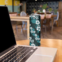 Hawaiian Hibiscus Tribal Floral Teal Skinny Tumbler Polynesian Tapa Pattern LT01 - Polynesian Pride
