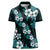 Hawaiian Hibiscus Tribal Floral Teal Women Polo Shirt Polynesian Tapa Pattern - Polynesian Pride