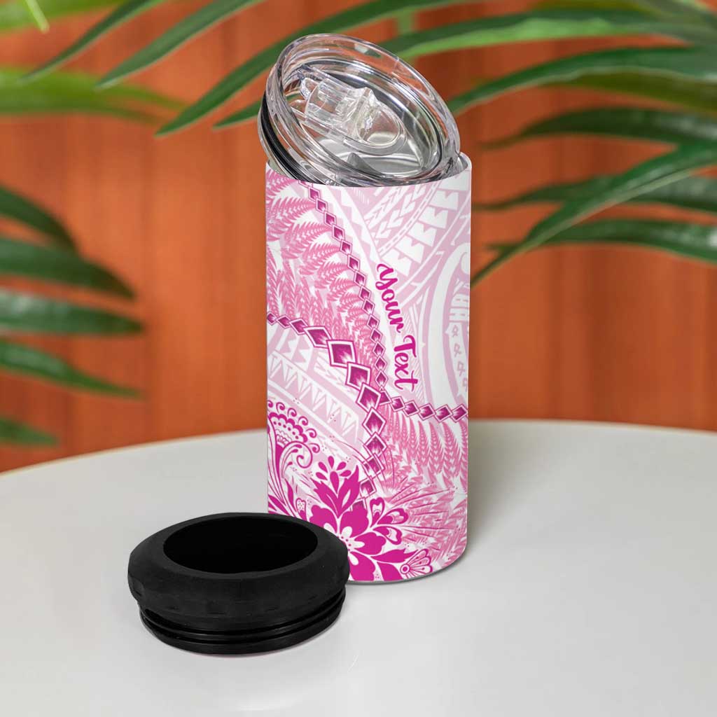 Personalised New Zealand Pink Fern Breast Cancer 4 in 1 Can Cooler Tumbler Polynesian Pattern LT01 - Polynesian Pride
