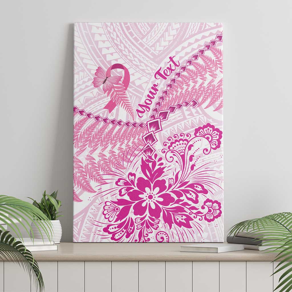 Personalised New Zealand Pink Fern Breast Cancer Canvas Wall Art Polynesian Pattern LT01 - Polynesian Pride