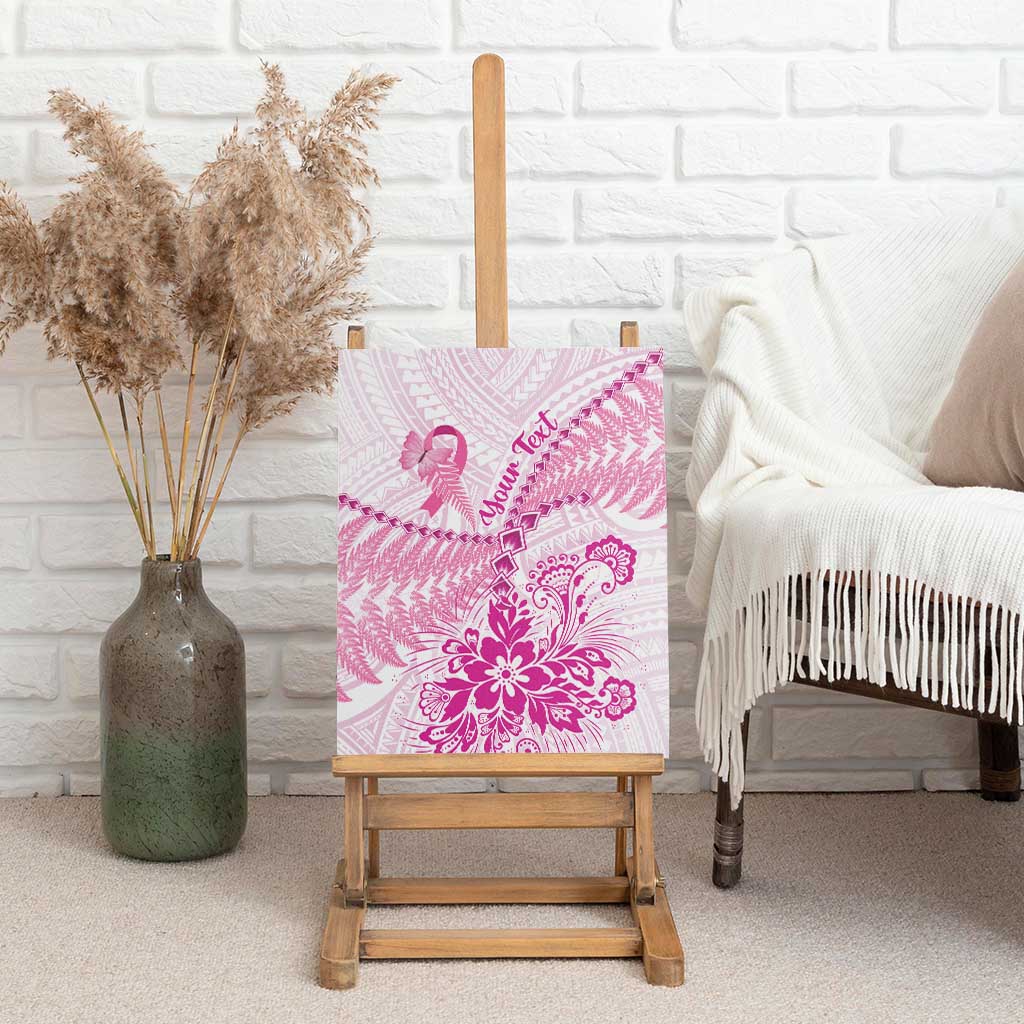 Personalised New Zealand Pink Fern Breast Cancer Canvas Wall Art Polynesian Pattern LT01 - Polynesian Pride