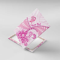 Personalised New Zealand Pink Fern Breast Cancer Canvas Wall Art Polynesian Pattern LT01 With Frame Pink - Polynesian Pride