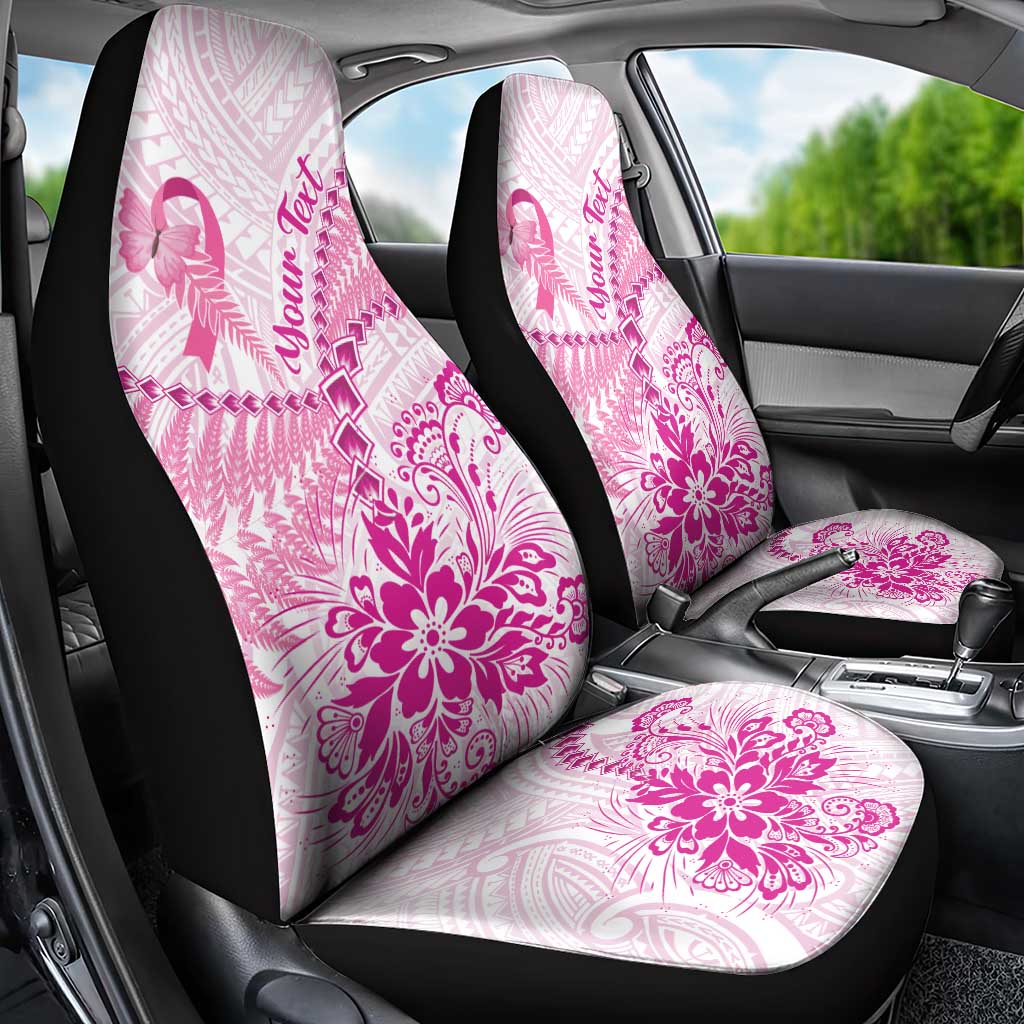 Personalised New Zealand Pink Fern Breast Cancer Car Seat Cover Polynesian Pattern LT01 - Polynesian Pride