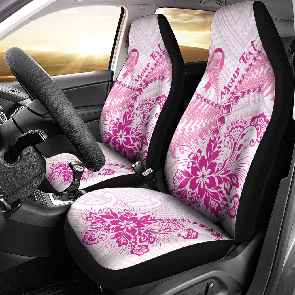 Personalised New Zealand Pink Fern Breast Cancer Car Seat Cover Polynesian Pattern LT01 - Polynesian Pride