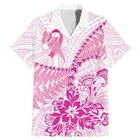 Personalised New Zealand Pink Fern Breast Cancer Family Matching Mermaid Dress and Hawaiian Shirt Polynesian Pattern LT01 Dad's Shirt - Short Sleeve Pink - Polynesian Pride