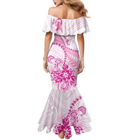 Personalised New Zealand Pink Fern Breast Cancer Family Matching Mermaid Dress and Hawaiian Shirt Polynesian Pattern LT01 - Polynesian Pride