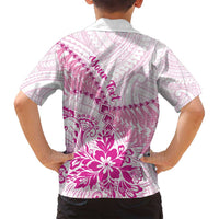 Personalised New Zealand Pink Fern Breast Cancer Family Matching Off Shoulder Maxi Dress and Hawaiian Shirt Polynesian Pattern LT01 - Polynesian Pride