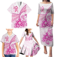 Personalised New Zealand Pink Fern Breast Cancer Family Matching Puletasi and Hawaiian Shirt Polynesian Pattern LT01 - Polynesian Pride