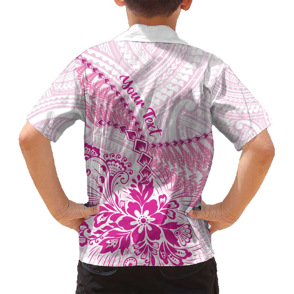 Personalised New Zealand Pink Fern Breast Cancer Family Matching Summer Maxi Dress and Hawaiian Shirt Polynesian Pattern LT01 - Polynesian Pride