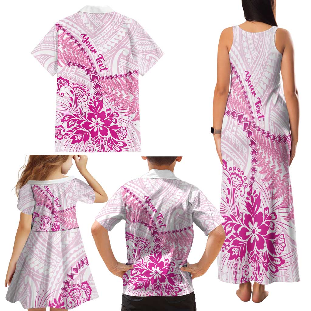 Personalised New Zealand Pink Fern Breast Cancer Family Matching Tank Maxi Dress and Hawaiian Shirt Polynesian Pattern LT01 - Polynesian Pride