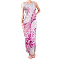 Personalised New Zealand Pink Fern Breast Cancer Family Matching Tank Maxi Dress and Hawaiian Shirt Polynesian Pattern LT01 Mom's Dress Pink - Polynesian Pride