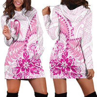 Personalised New Zealand Pink Fern Breast Cancer Hoodie Dress Polynesian Pattern LT01 - Polynesian Pride