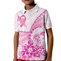 Personalised New Zealand Pink Fern Breast Cancer Kid Polo Shirt Polynesian Pattern LT01 Kid Pink - Polynesian Pride