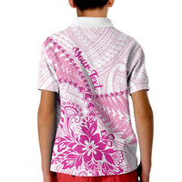 Personalised New Zealand Pink Fern Breast Cancer Kid Polo Shirt Polynesian Pattern LT01 - Polynesian Pride