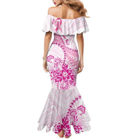 Personalised New Zealand Pink Fern Breast Cancer Mermaid Dress Polynesian Pattern LT01 - Polynesian Pride