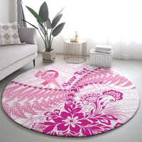 Personalised New Zealand Pink Fern Breast Cancer Round Carpet Polynesian Pattern LT01 - Polynesian Pride
