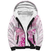 Personalised New Zealand Pink Fern Breast Cancer Sherpa Hoodie Polynesian Pattern LT01 Unisex Pink - Polynesian Pride