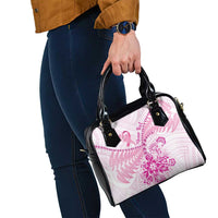 Personalised New Zealand Pink Fern Breast Cancer Shoulder Handbag Polynesian Pattern LT01 - Polynesian Pride
