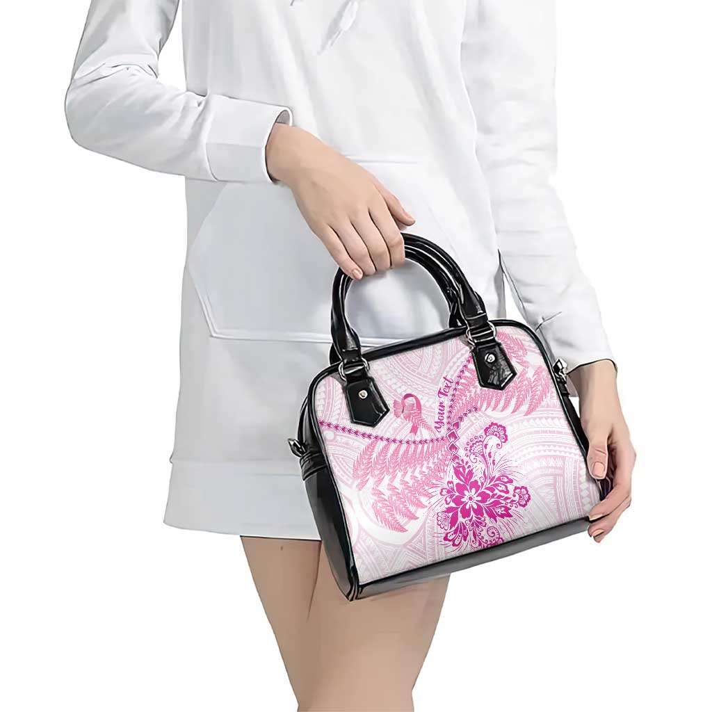 Personalised New Zealand Pink Fern Breast Cancer Shoulder Handbag Polynesian Pattern LT01 - Polynesian Pride