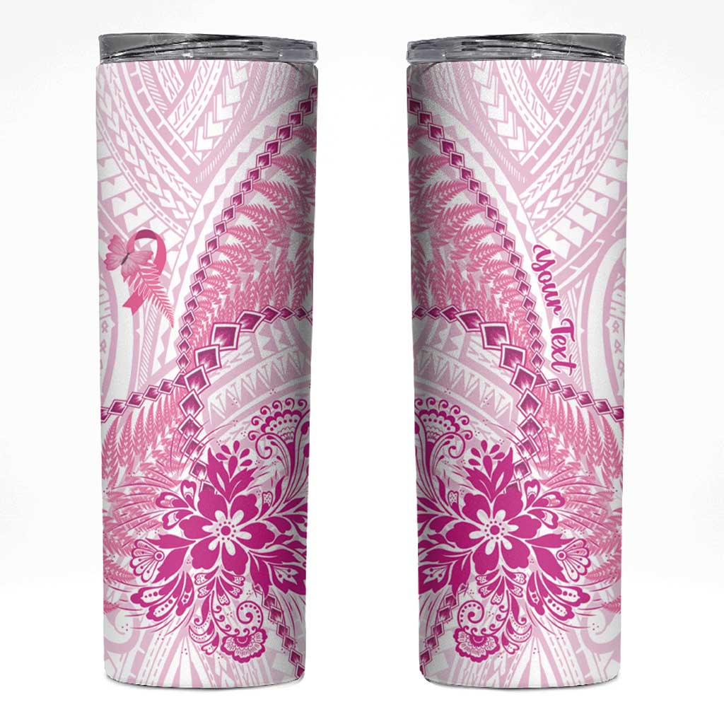 Personalised New Zealand Pink Fern Breast Cancer Skinny Tumbler Polynesian Pattern LT01 Pink - Polynesian Pride
