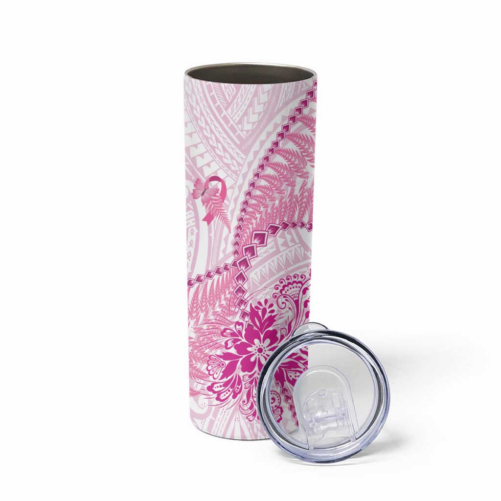Personalised New Zealand Pink Fern Breast Cancer Skinny Tumbler Polynesian Pattern LT01 - Polynesian Pride