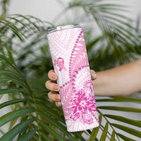 Personalised New Zealand Pink Fern Breast Cancer Skinny Tumbler Polynesian Pattern LT01 - Polynesian Pride